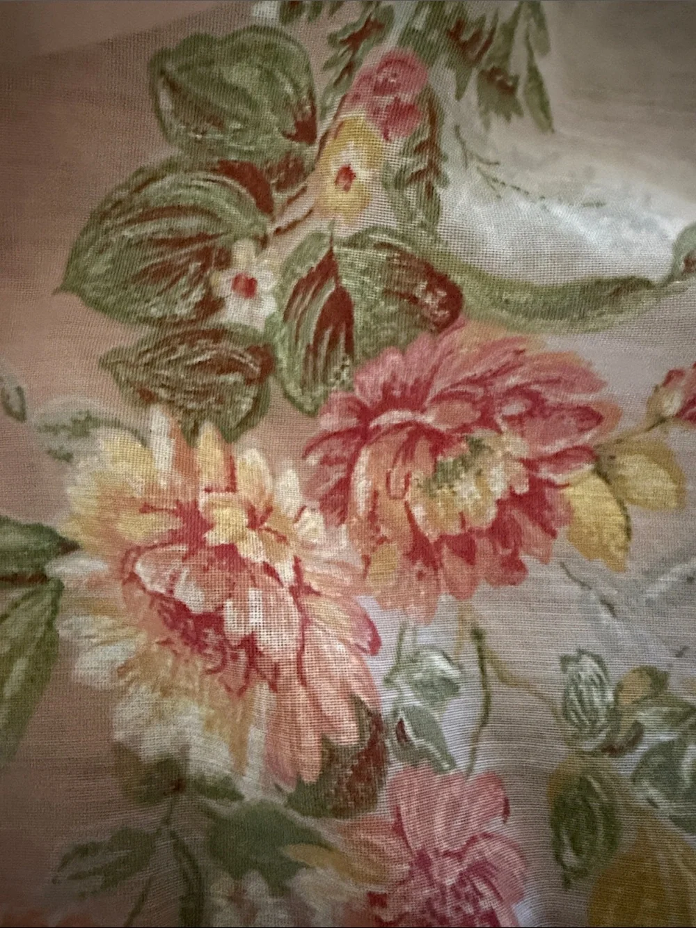Floral Blush Pink Stripe Curtain Panel - Romantic Drapery